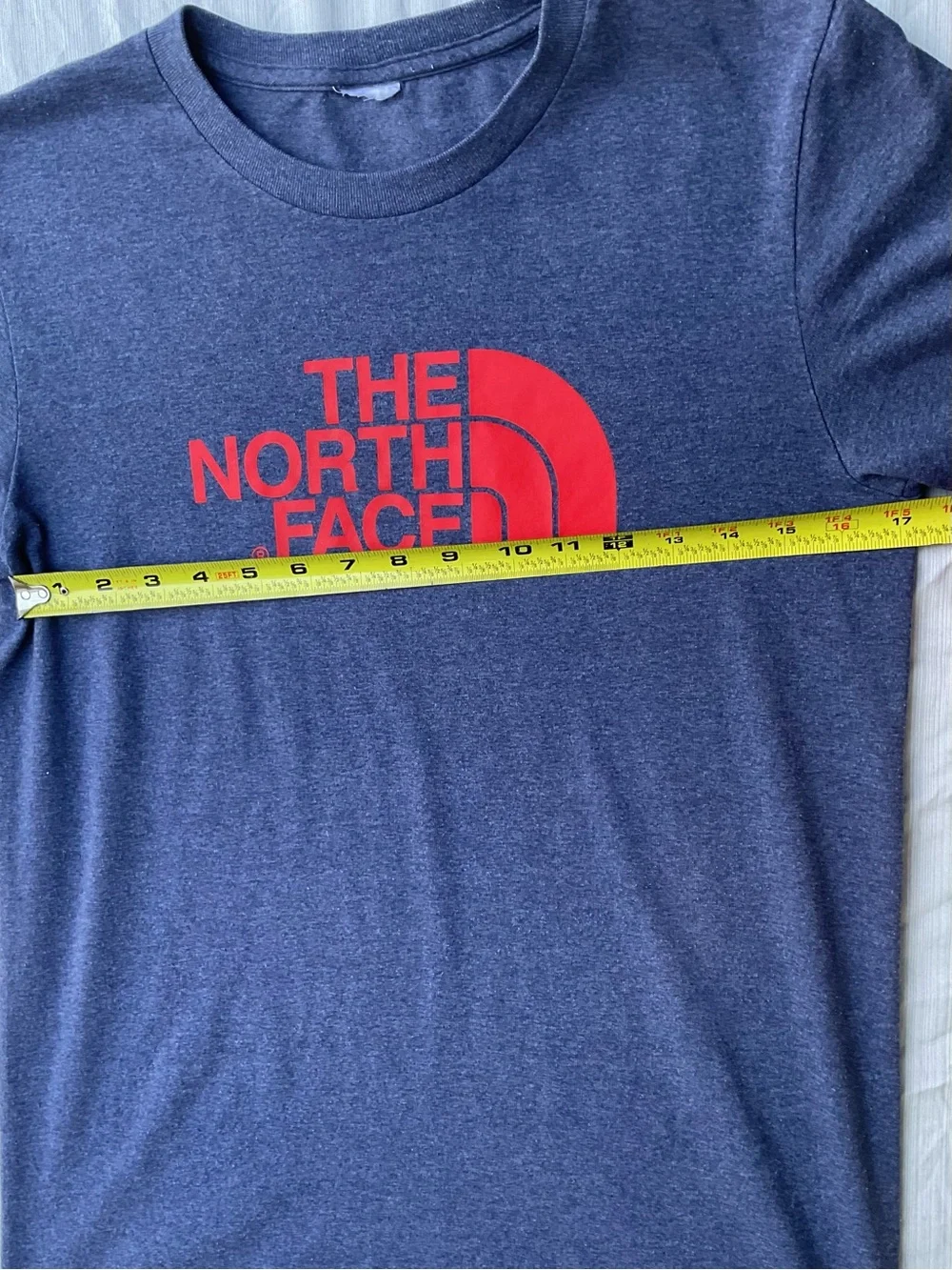 The North Face Men's Heather Navy Tee with Red Logo